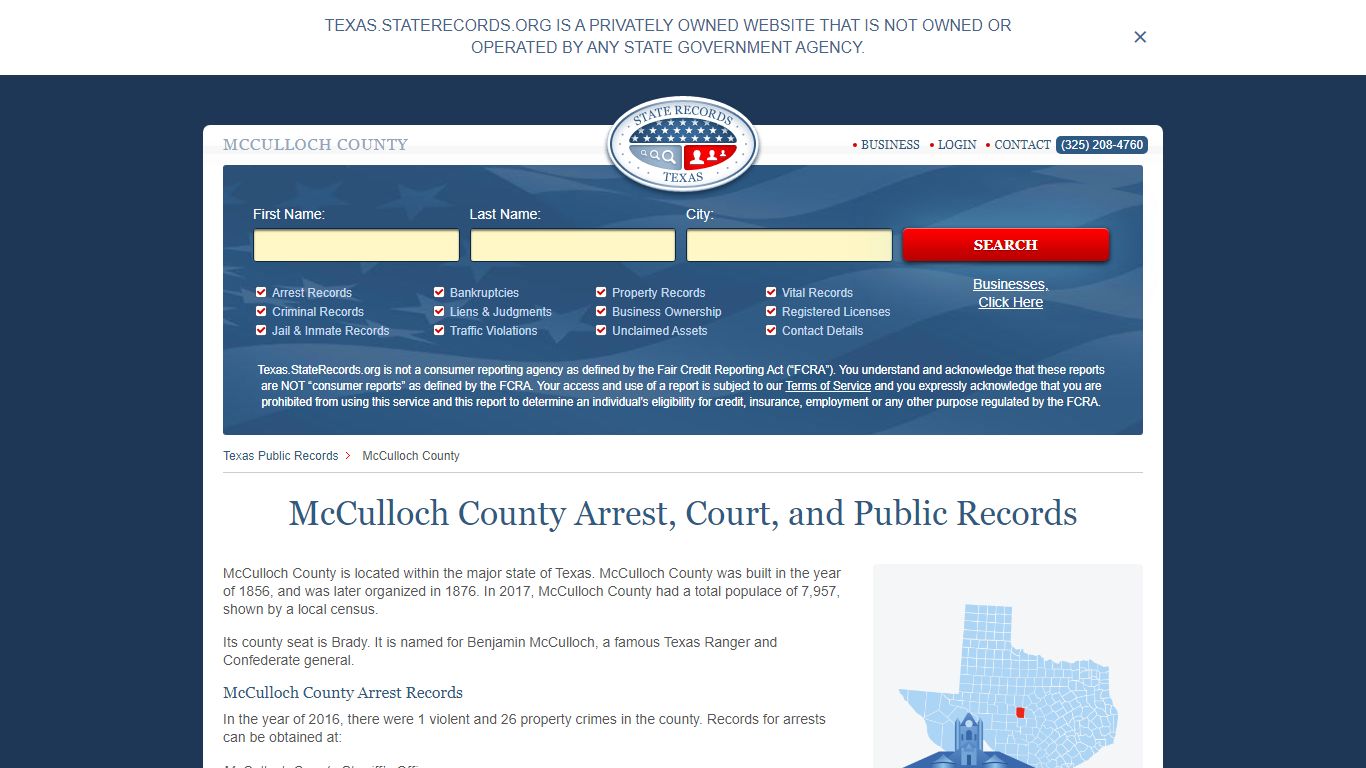 McCulloch County Arrest, Court, and Public Records