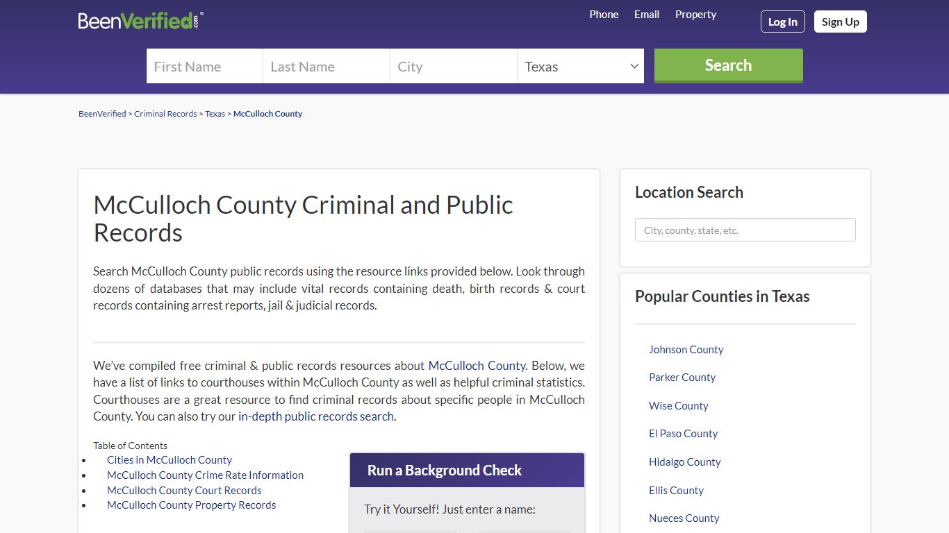 McCulloch County Criminal and Public Records - BeenVerified